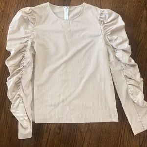 Gold and Cream Striped Long Sleeve Blouse